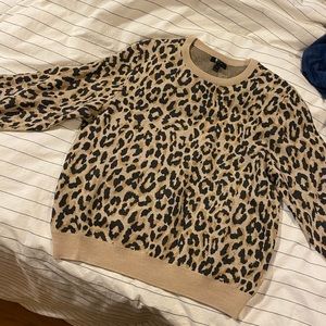 NWT J Crew merino wool leopard sweater sweatshirt